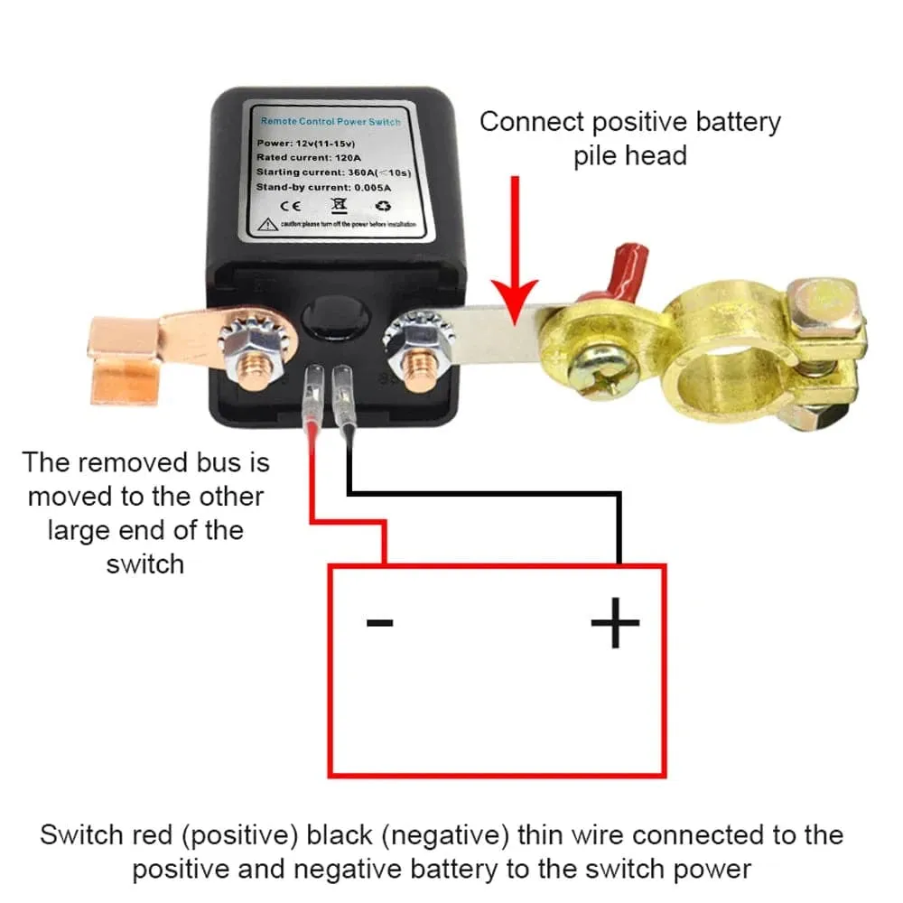 12V Car Battery Relay Wireless Remote Battery Disconnect Switch Isolator Power Cut Master Switch with 2 Remote Controllers