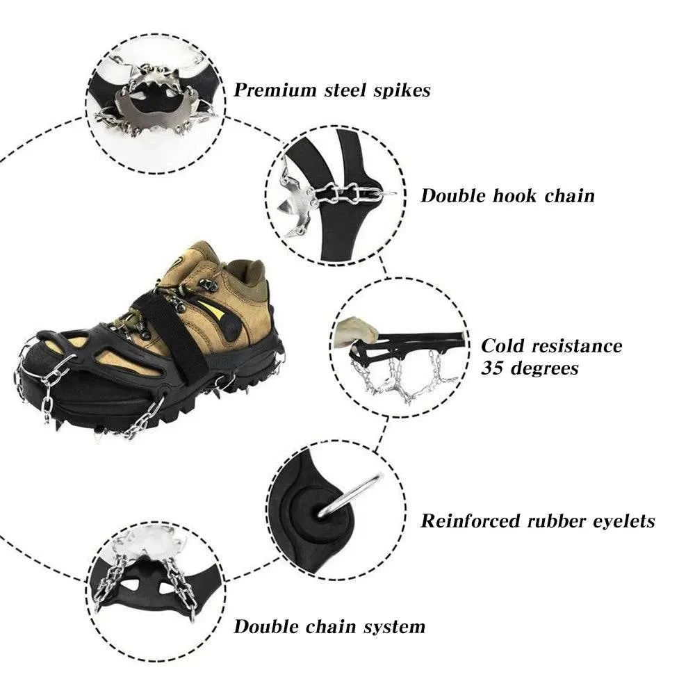 26-Tooth Crampons Upgraded 201 Stainless Steel Ice Claw Outdoor Ice and Snow Climbing Anti-slip Shoe Grips Snow Claw