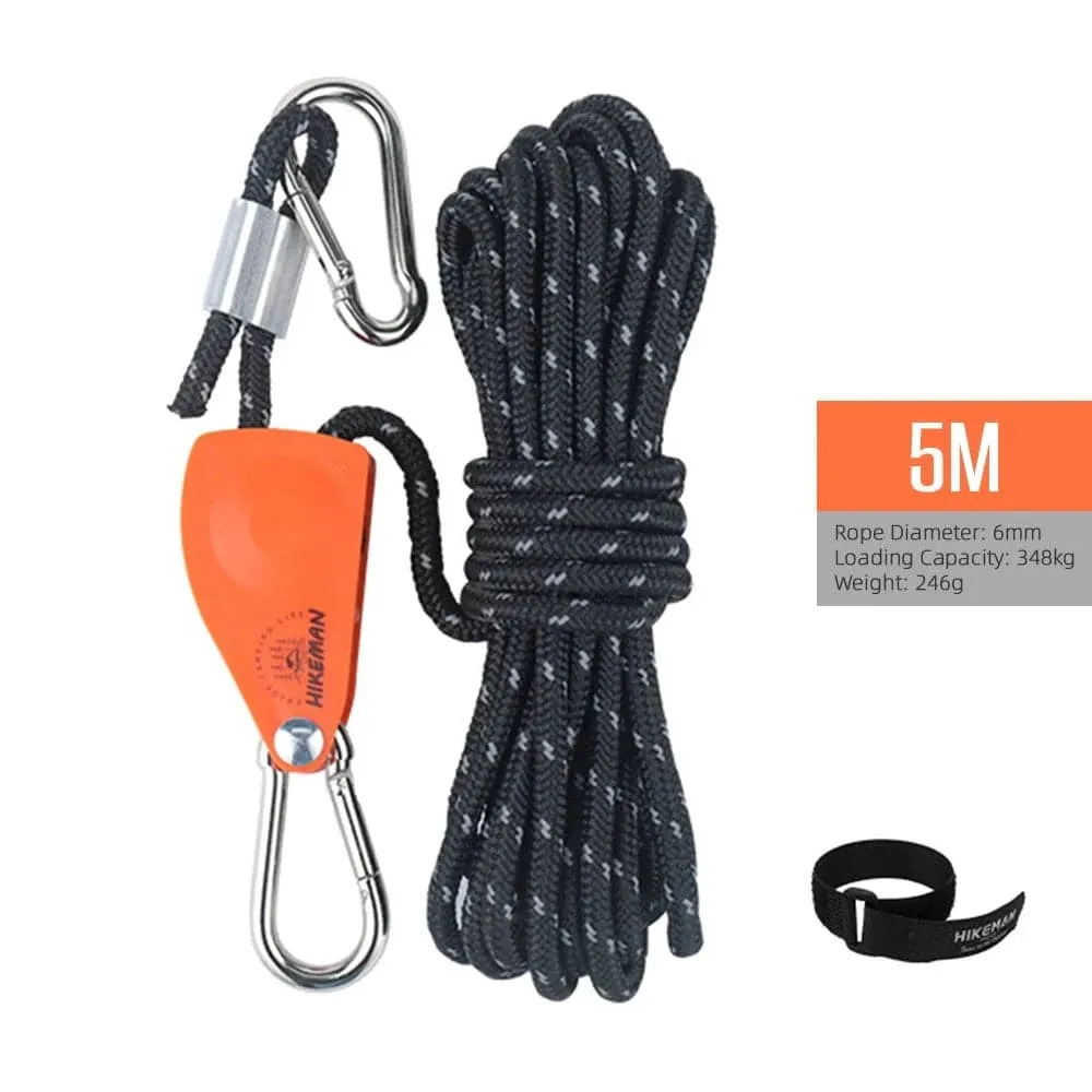 4meters/5meters Adjustable Tent Rope Clip Hanger Loose-Proof Reinforced Awning Windproof Rope Clip Camping Tools