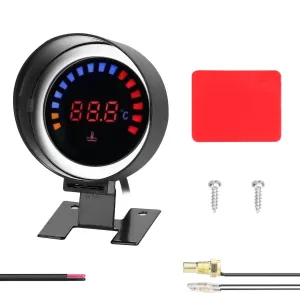 52mm Water Temperature Gauge Car Digital Meter LED Display 0-120℃ with Sensor Alarm Function for Car Truck Motorcycle