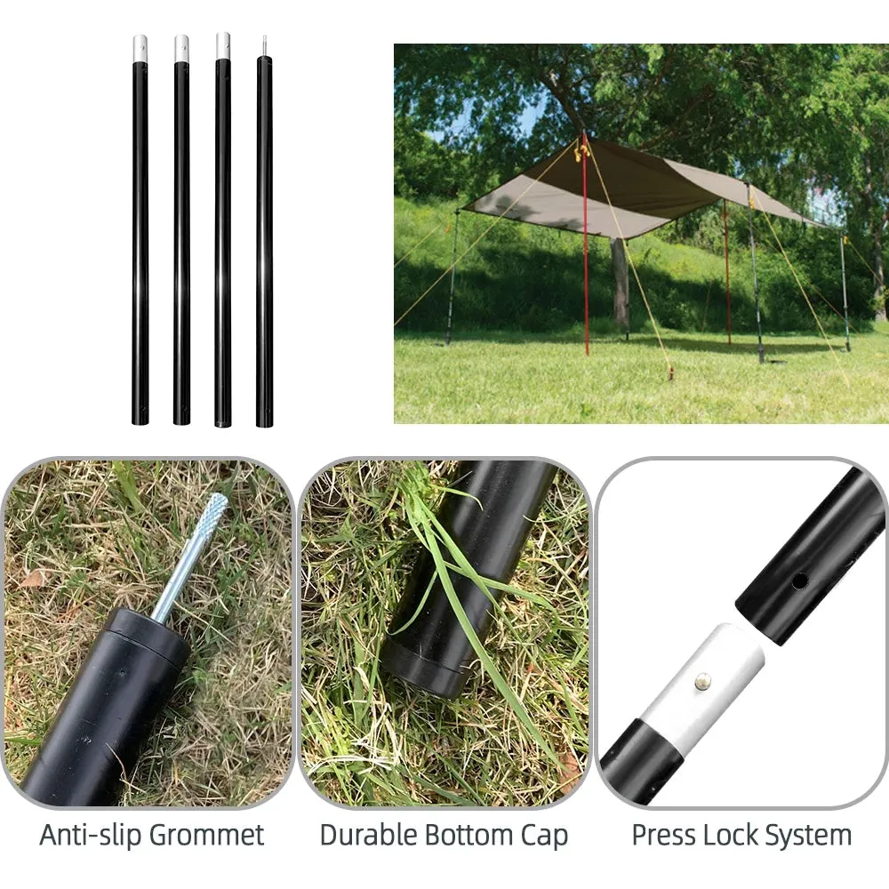 Adjustable Camping Tent Poles Collapsible Tarp Poles for Tarp Awnings Canopy Rain Fly Shelter Accessories 2022 New