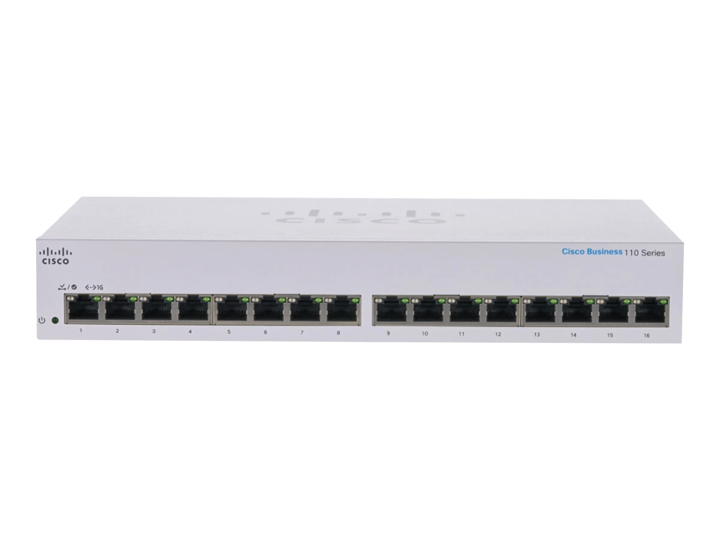 Cisco Business 110 Series 110-16T - Switch - Unmanaged - 16 X 10/100/1000 - Desktop, Rack-Mountable, Wall-Mountable