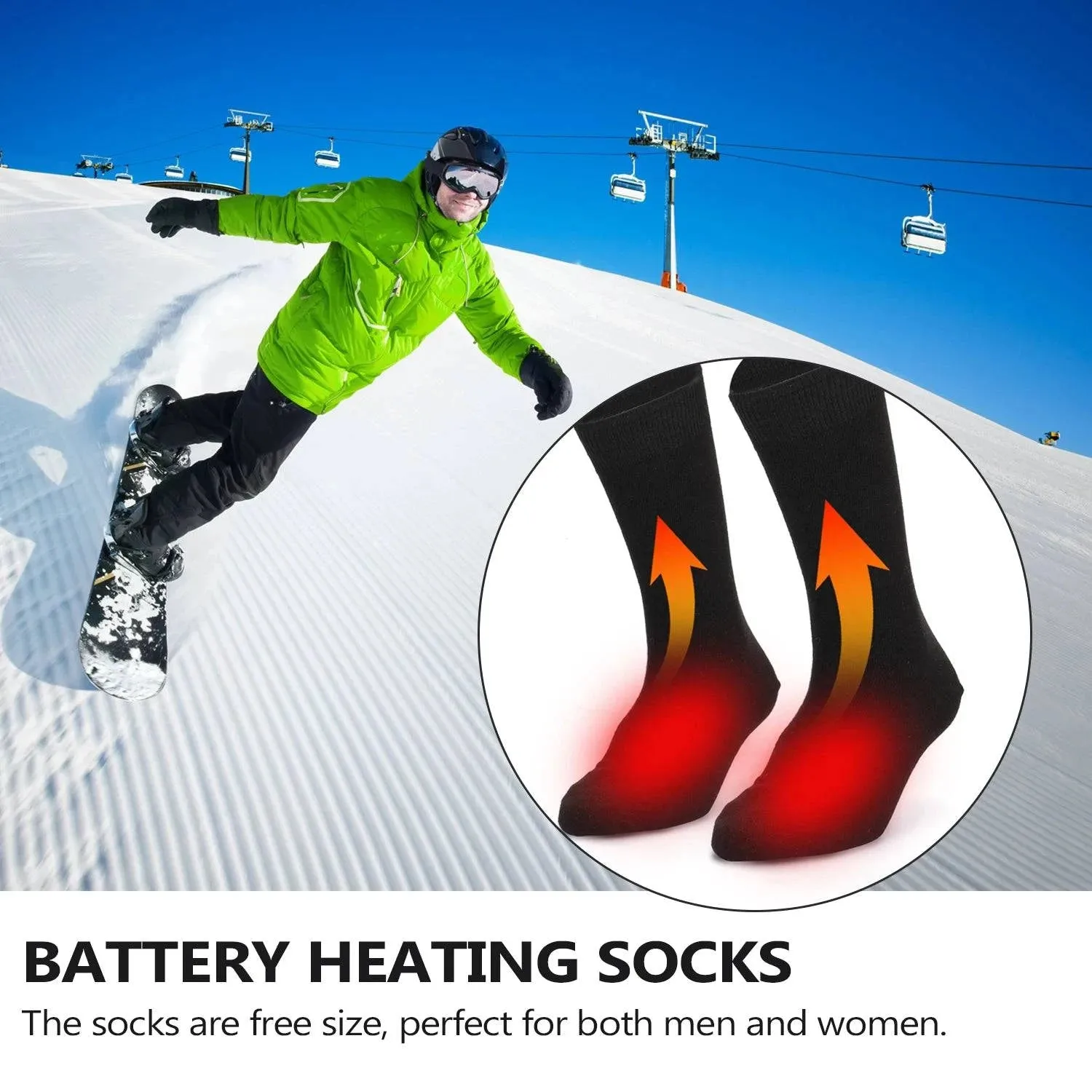 Electric Heated Socks Battery Powered Cold Weather Heat Socks for Men &Women Outdoor Camping Hiking Motorcycle Warm Winter Socks