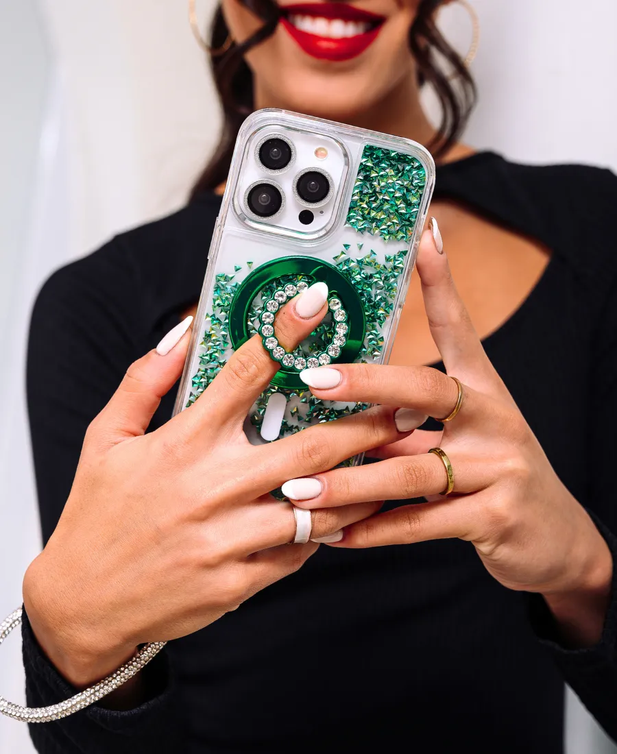 Green Prism Glitter MagSafe Phone Case