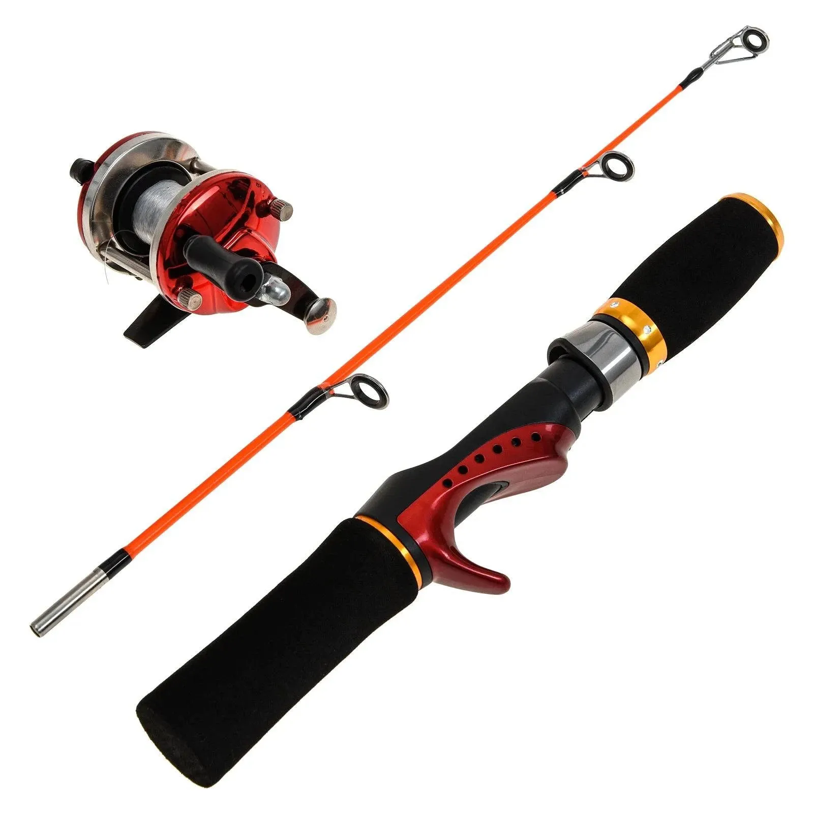 Ice Fishing Rod Reel Combo Complete Kit with Ice Skimmer and Carry Bag Lures Hooks Swivels Accessories Outdoor Fishing