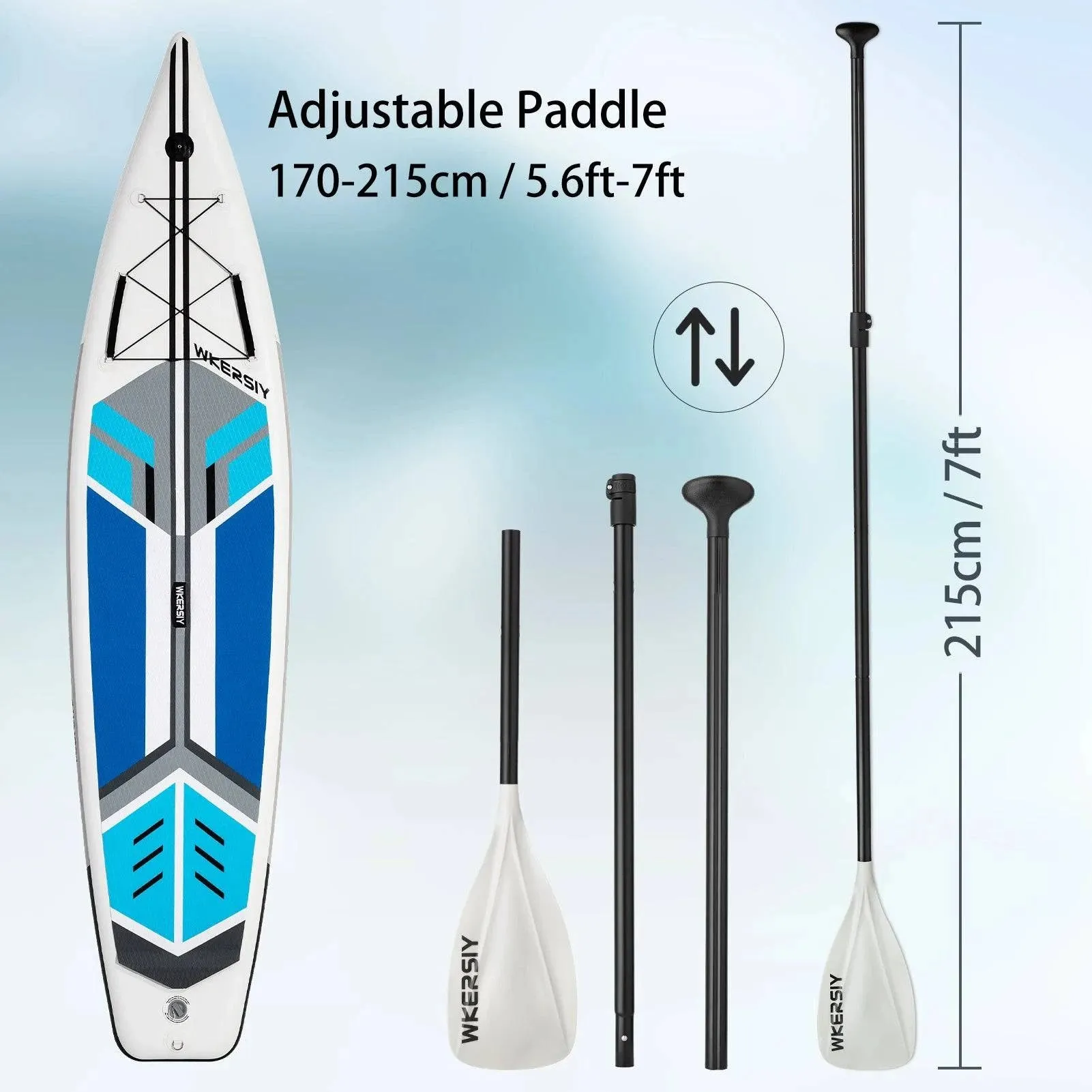 Inflatable Stand Up Paddleboard SUP Board 6 Inch Thick Surfboard Surf Set with Surf Fin Coiled Leash Inflator Pump Carry Bag