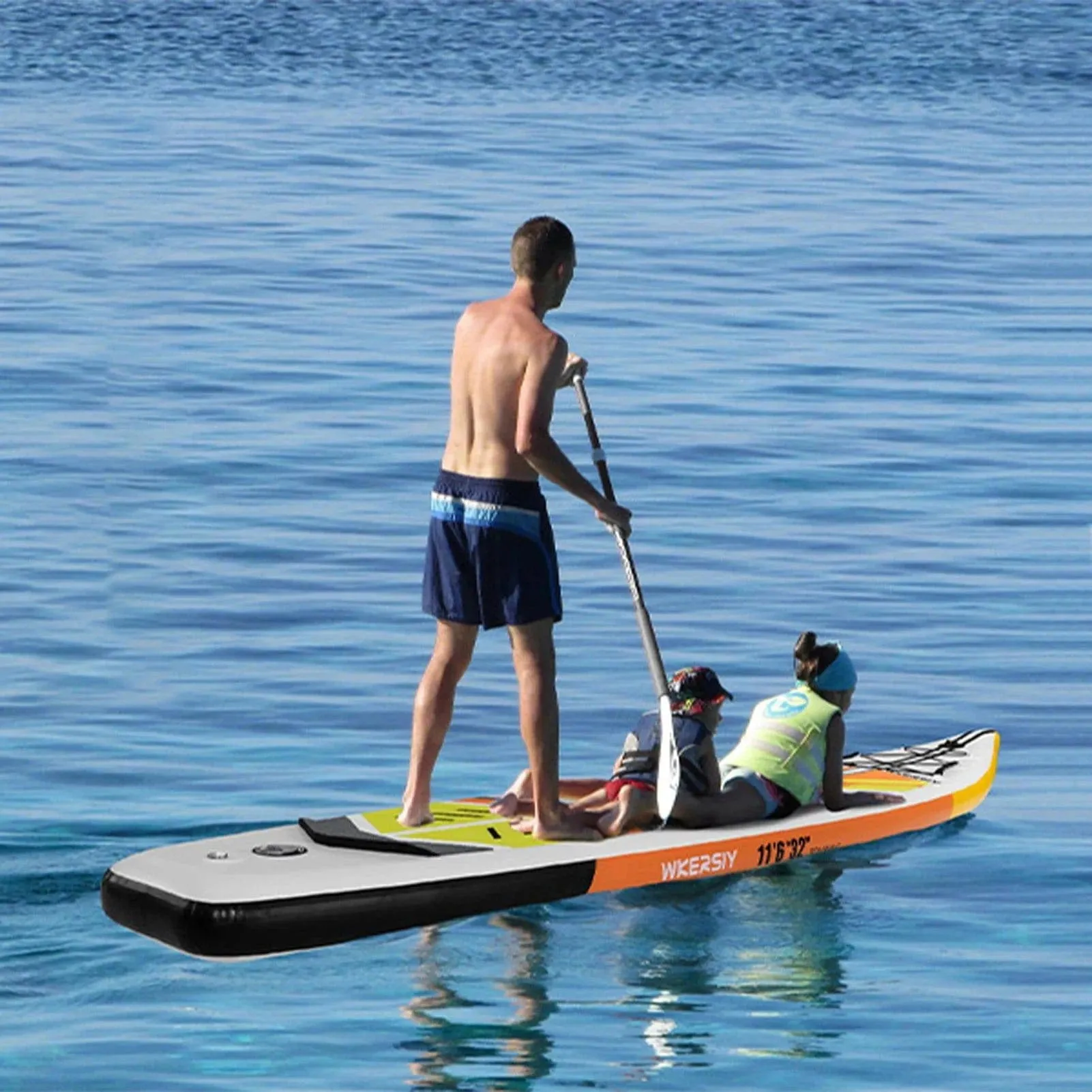 Inflatable Stand Up Paddleboard SUP Board 6 Inch Thick Surfboard Surf Set with Surf Fin Coiled Leash Inflator Pump Carry Bag