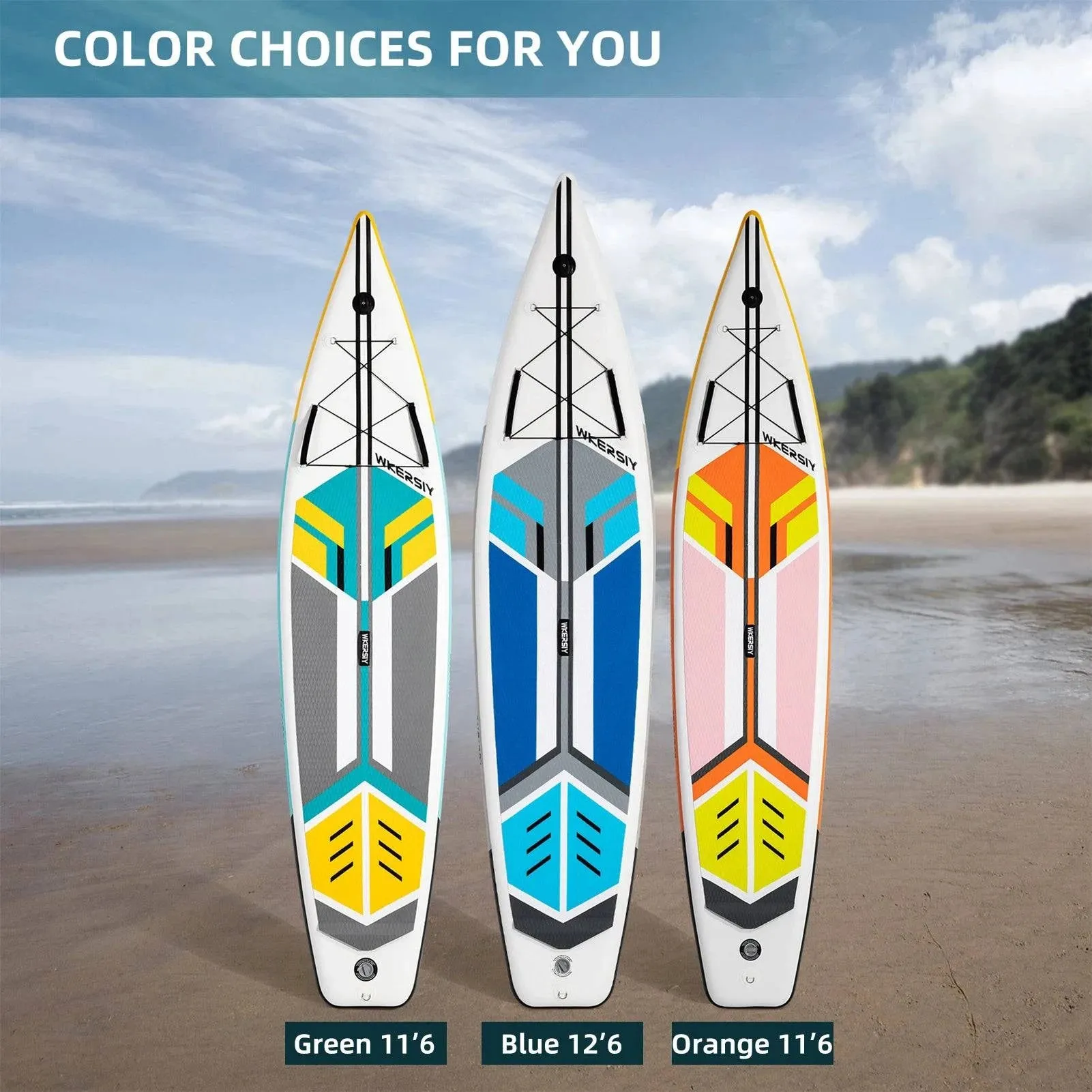 Inflatable Stand Up Paddleboard SUP Board 6 Inch Thick Surfboard Surf Set with Surf Fin Coiled Leash Inflator Pump Carry Bag