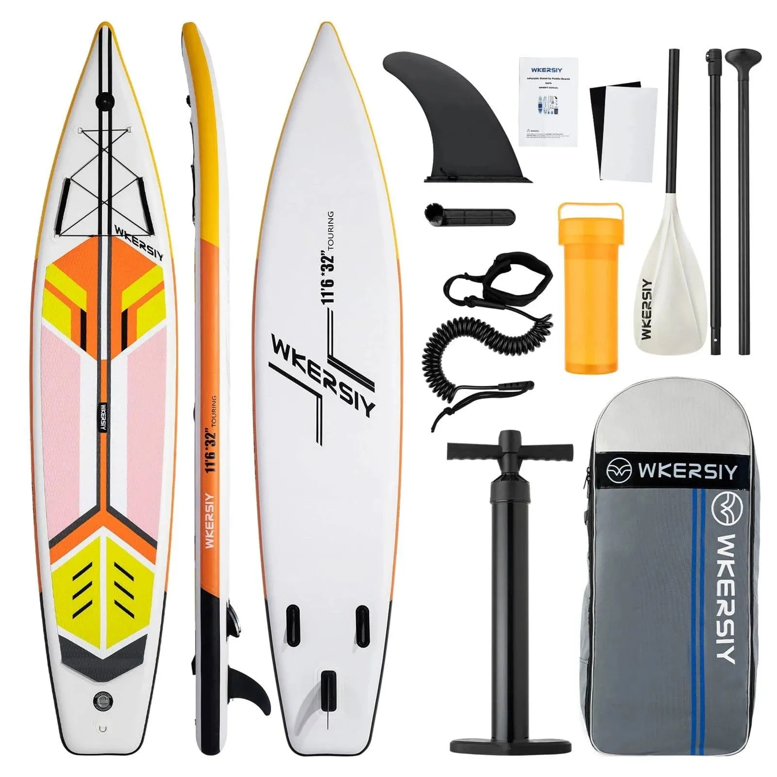 Inflatable Stand Up Paddleboard SUP Board 6 Inch Thick Surfboard Surf Set with Surf Fin Coiled Leash Inflator Pump Carry Bag