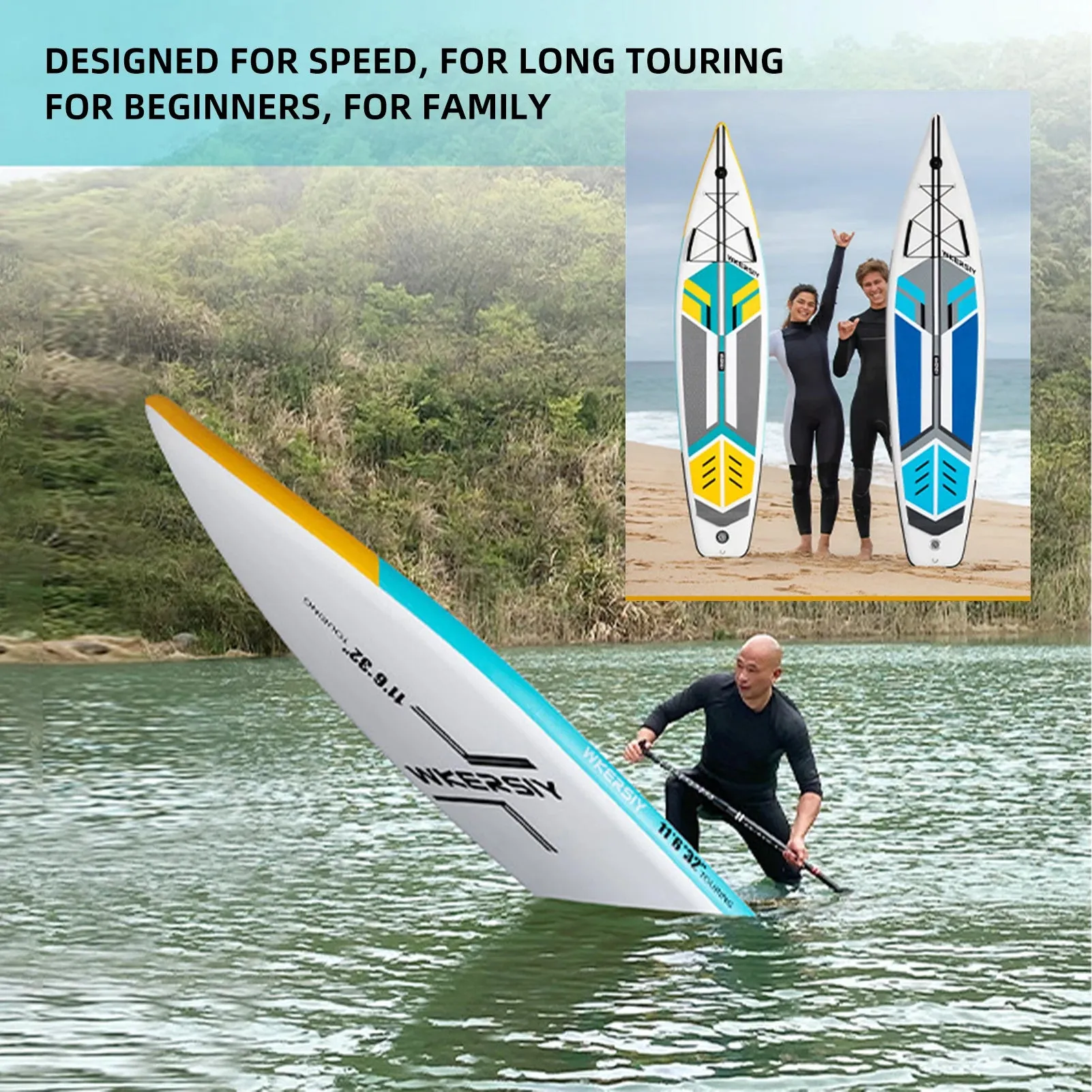 Inflatable Stand Up Paddleboard SUP Board 6 Inch Thick Surfboard Surf Set with Surf Fin Coiled Leash Inflator Pump Carry Bag