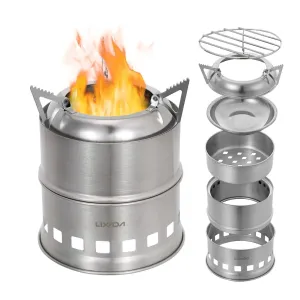 Lixada Brazier Portable Wood Stove Stainless Steel Lightweight Wood Stove Alcohol Stove Burner Outdoor Cooking Picnic Camping