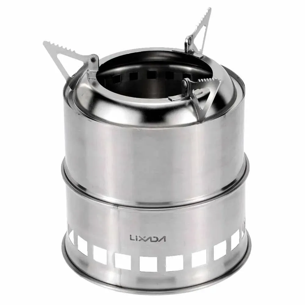 Lixada Brazier Portable Wood Stove Stainless Steel Lightweight Wood Stove Alcohol Stove Burner Outdoor Cooking Picnic Camping