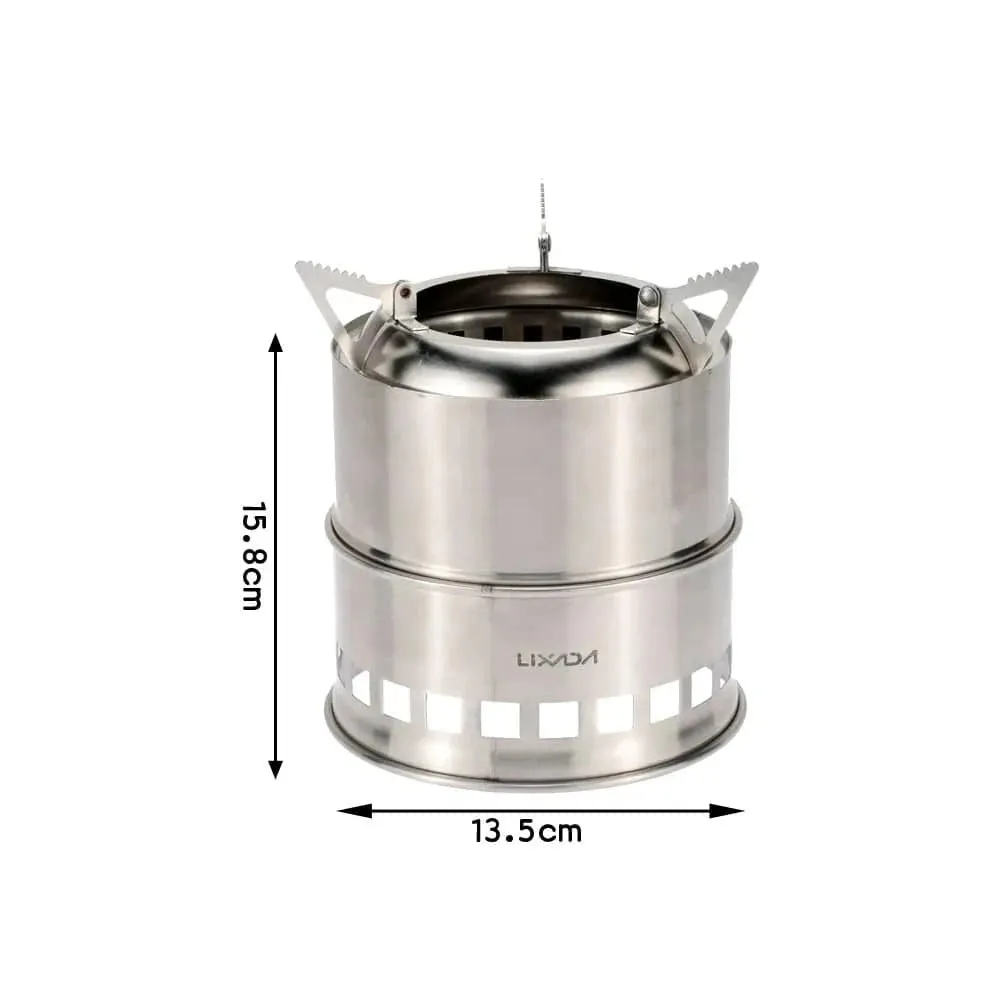 Lixada Brazier Portable Wood Stove Stainless Steel Lightweight Wood Stove Alcohol Stove Burner Outdoor Cooking Picnic Camping