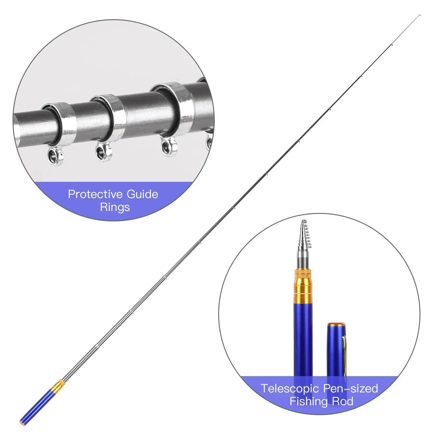 Mini Telescopic Fishing Rod 1.8m/2.1m Pocket Pen Fishing Rod Guide Rings Design Mini Fishing Pole Fishing Tool Accessories