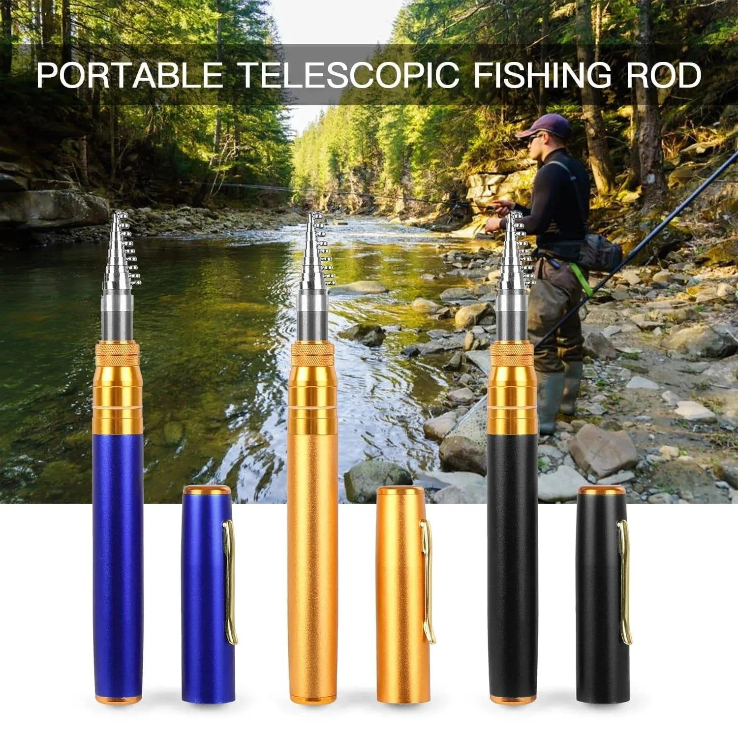 Mini Telescopic Fishing Rod 1.8m/2.1m Pocket Pen Fishing Rod Guide Rings Design Mini Fishing Pole Fishing Tool Accessories