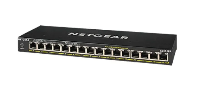 Netgear Gs316pp - Switch - Unmanaged - 16 X 10/100/1000 (Poe ) - Desktop, Wall-Mountable - Poe  (183 W)