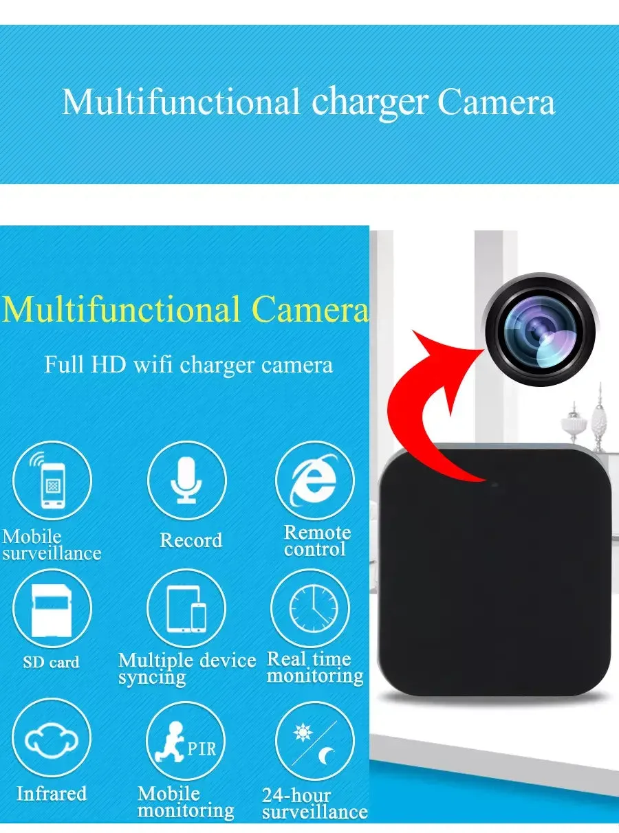 Night Vision 1080P Wifi Nanny Cam Wall Charger Hidden Spy Cameras-Night Vision Nanny Cam