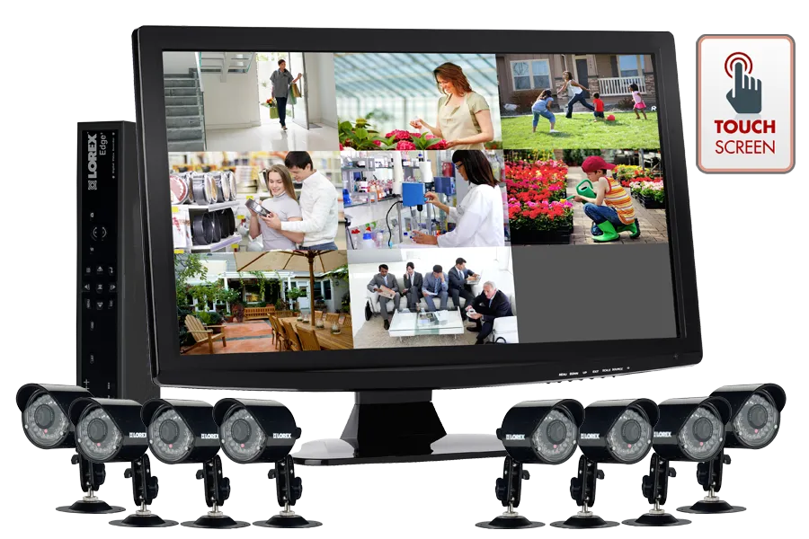 Security and surveillance cameras with touch monitor