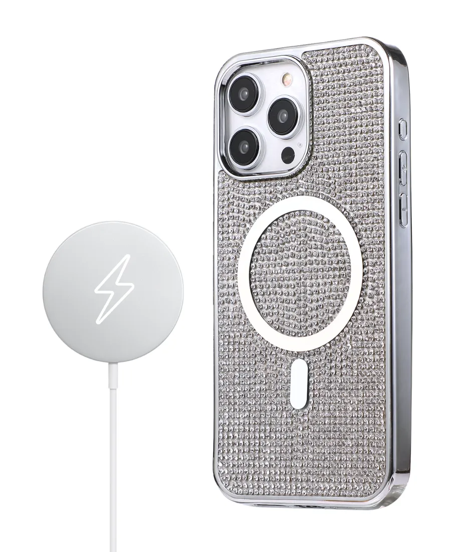 Silver Crystal Glam MagSafe Phone Case