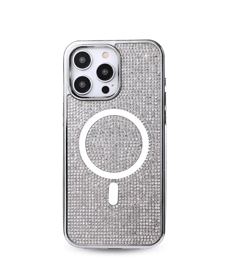 Silver Crystal Glam MagSafe Phone Case