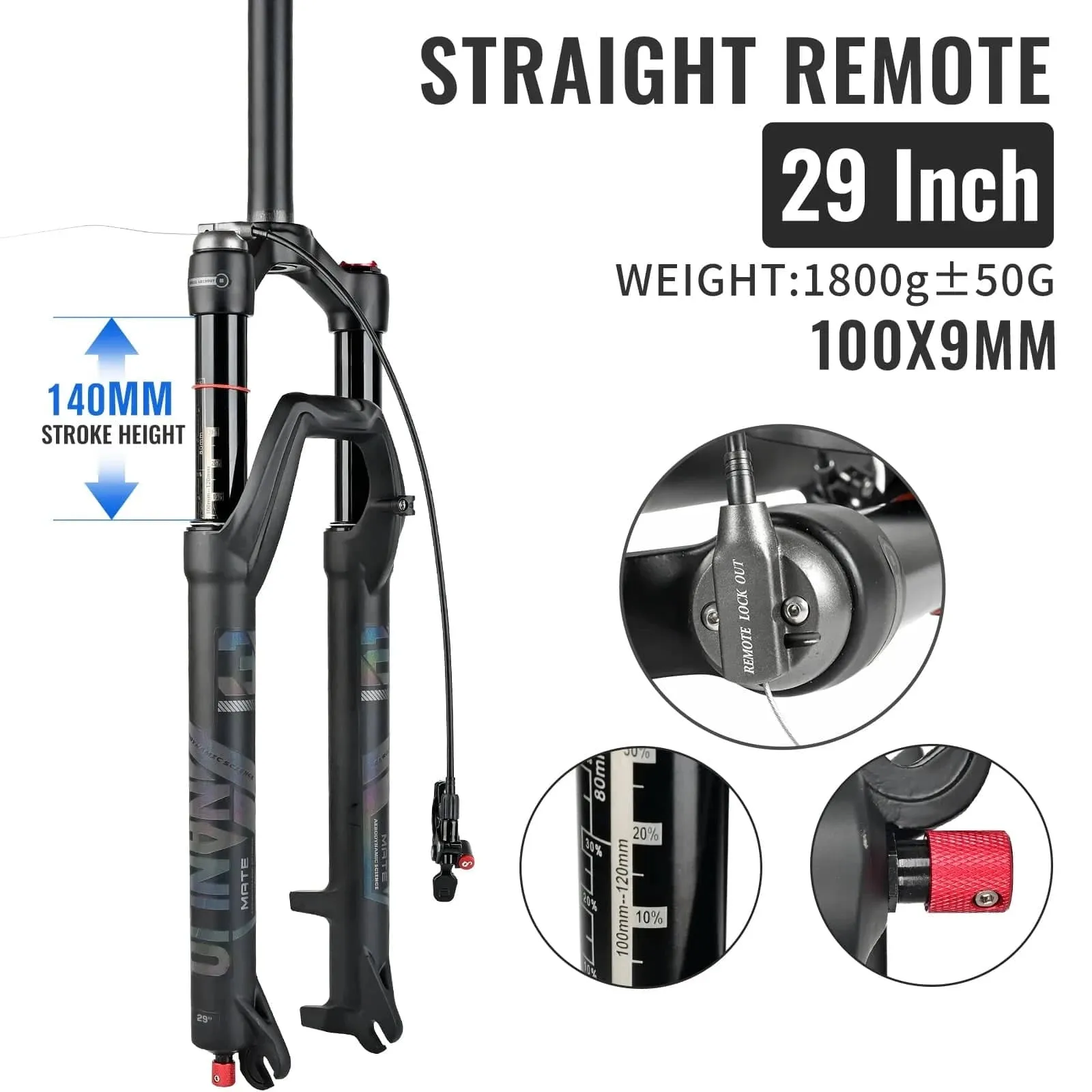 Straight Tube Bicycle Suspension Forks 29 Inch MTB Air Fork Rebound Adjustment Mountain Bike Fork