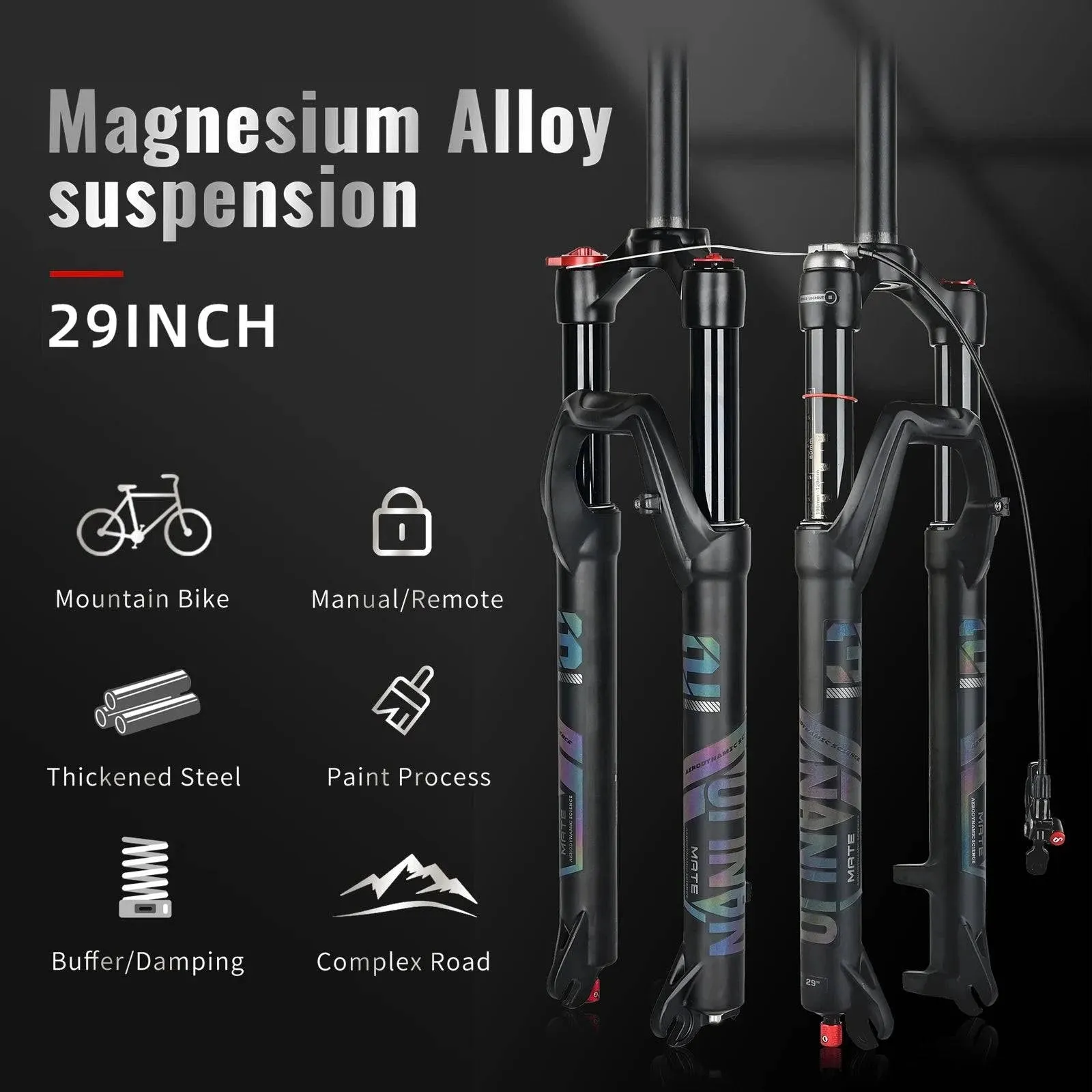 Straight Tube Bicycle Suspension Forks 29 Inch MTB Air Fork Rebound Adjustment Mountain Bike Fork