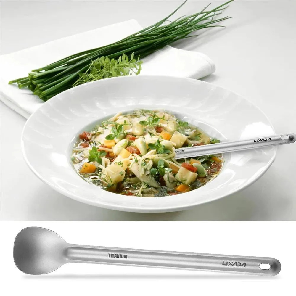 Titanium Long Handle Spoon Outdoor Tableware Portable Dinner Spoon Cutlery Home Backpacking Picnic Spoon 15g Camping Equipment