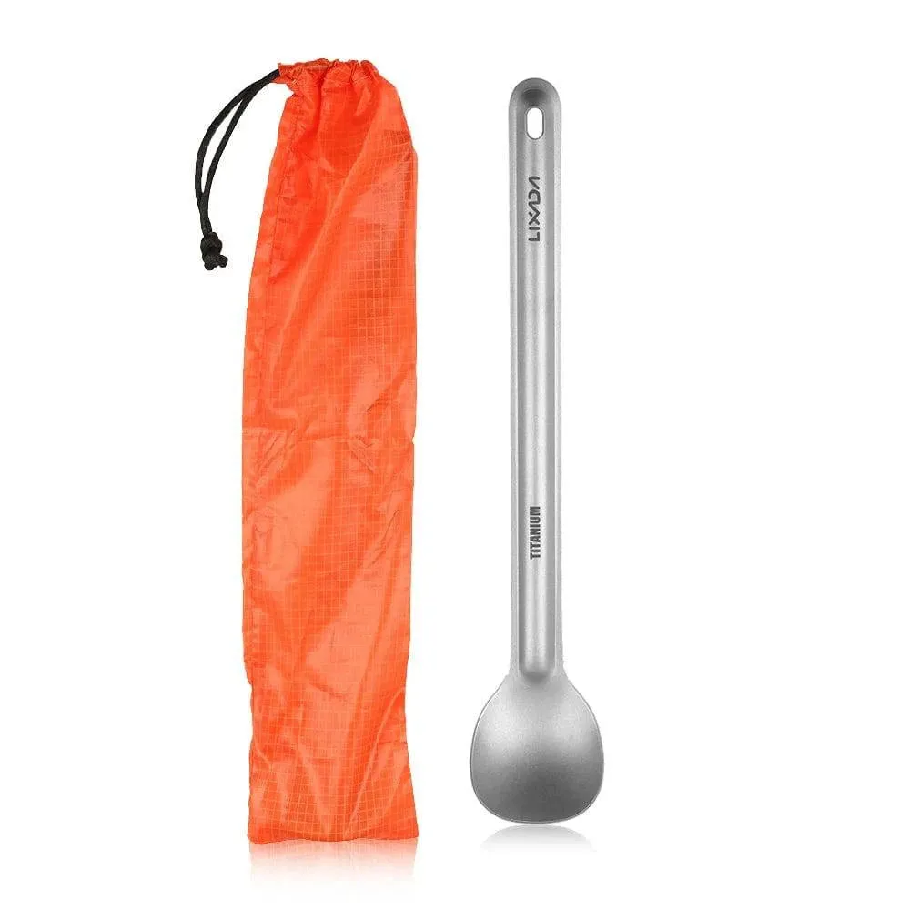 Titanium Long Handle Spoon Outdoor Tableware Portable Dinner Spoon Cutlery Home Backpacking Picnic Spoon 15g Camping Equipment