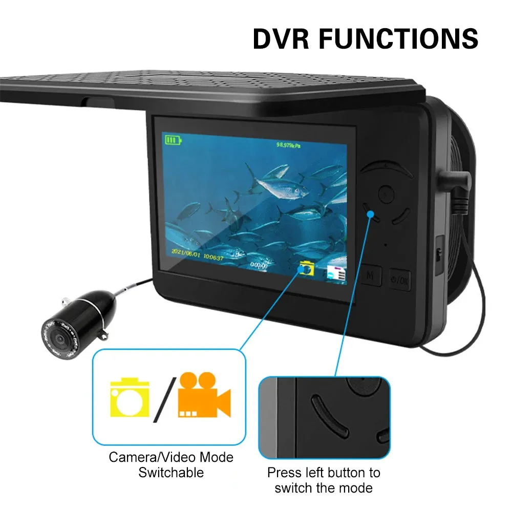 Underwater Fishing Camera Waterproof Video Fish Finder DVR Camera with 4.3 Inch LCD Display for Ice Lake Sea Boat Fishing