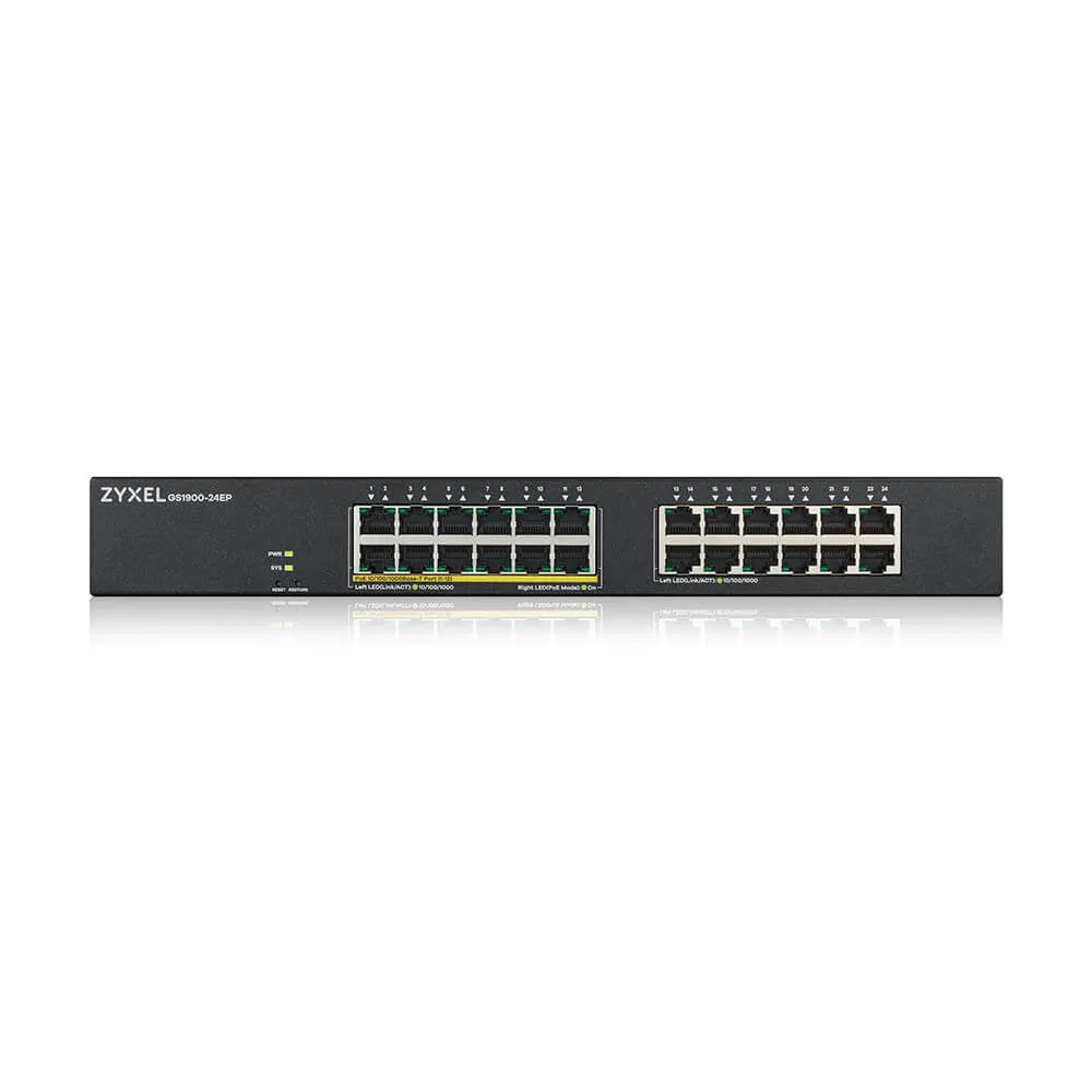 Zyxel Gs1900-24Ep - Switch - Smart - 24 X 10/100/1000 (12 Poe ) - Rack-Mountable, Wall-Mountable - Poe  (130 W)